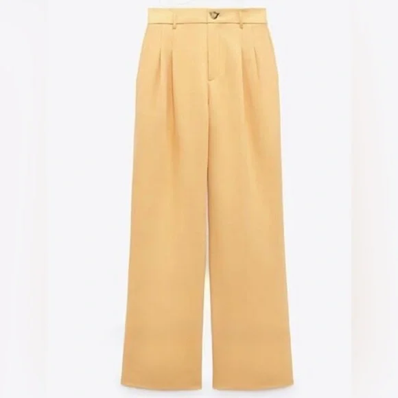 Zara Pleated Orange Pants - Picture 1 of 4